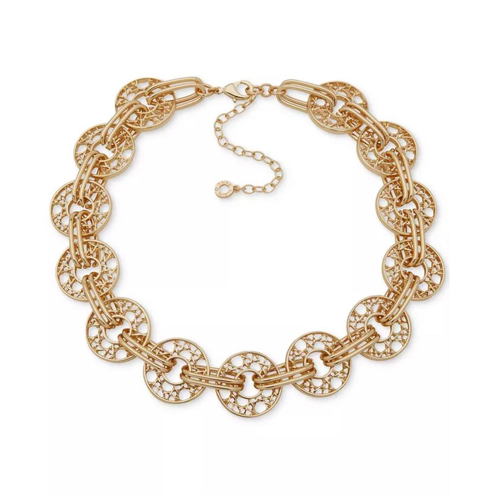 Anne Klein Gold-Tone Woven Ring Collar Necklace, 16" + 3" Extender - Gold